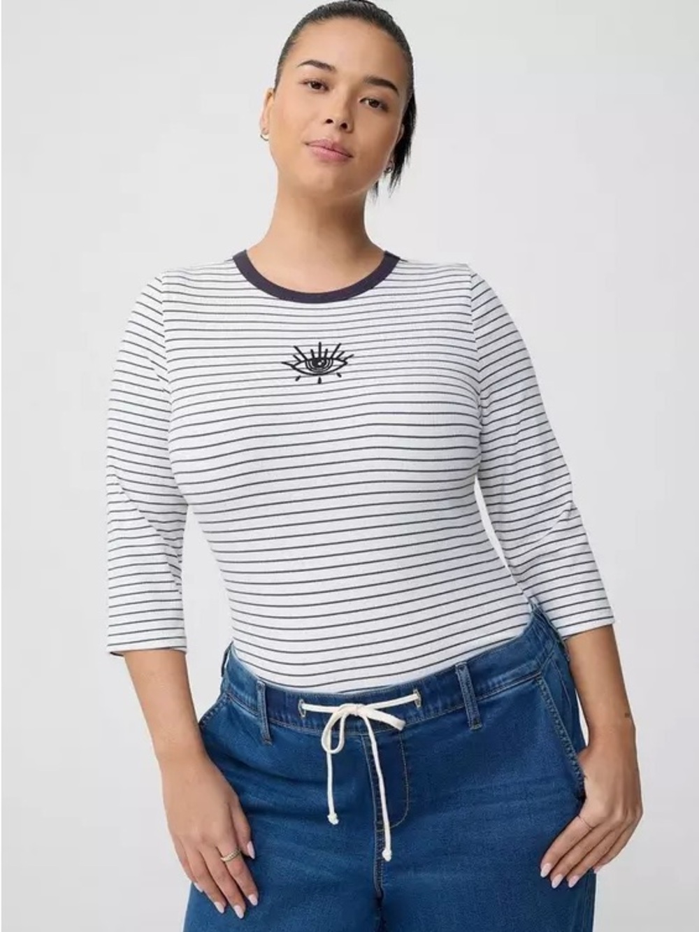Torrid 3/4 sleeve super soft micky stripe eye tee size 1 1x